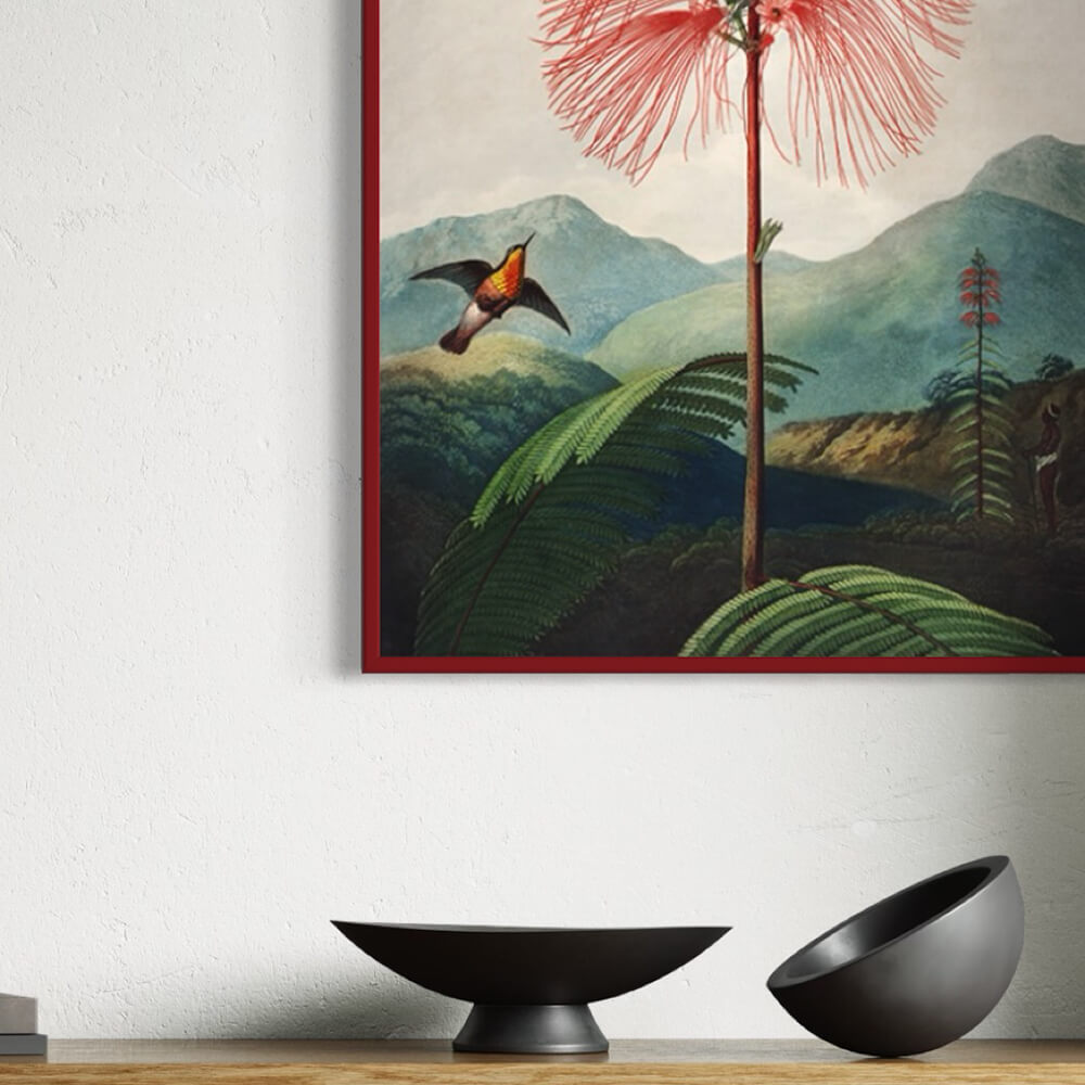 Dark red glossy wooden frame - Narrow (13 mm) - 40×40 cm