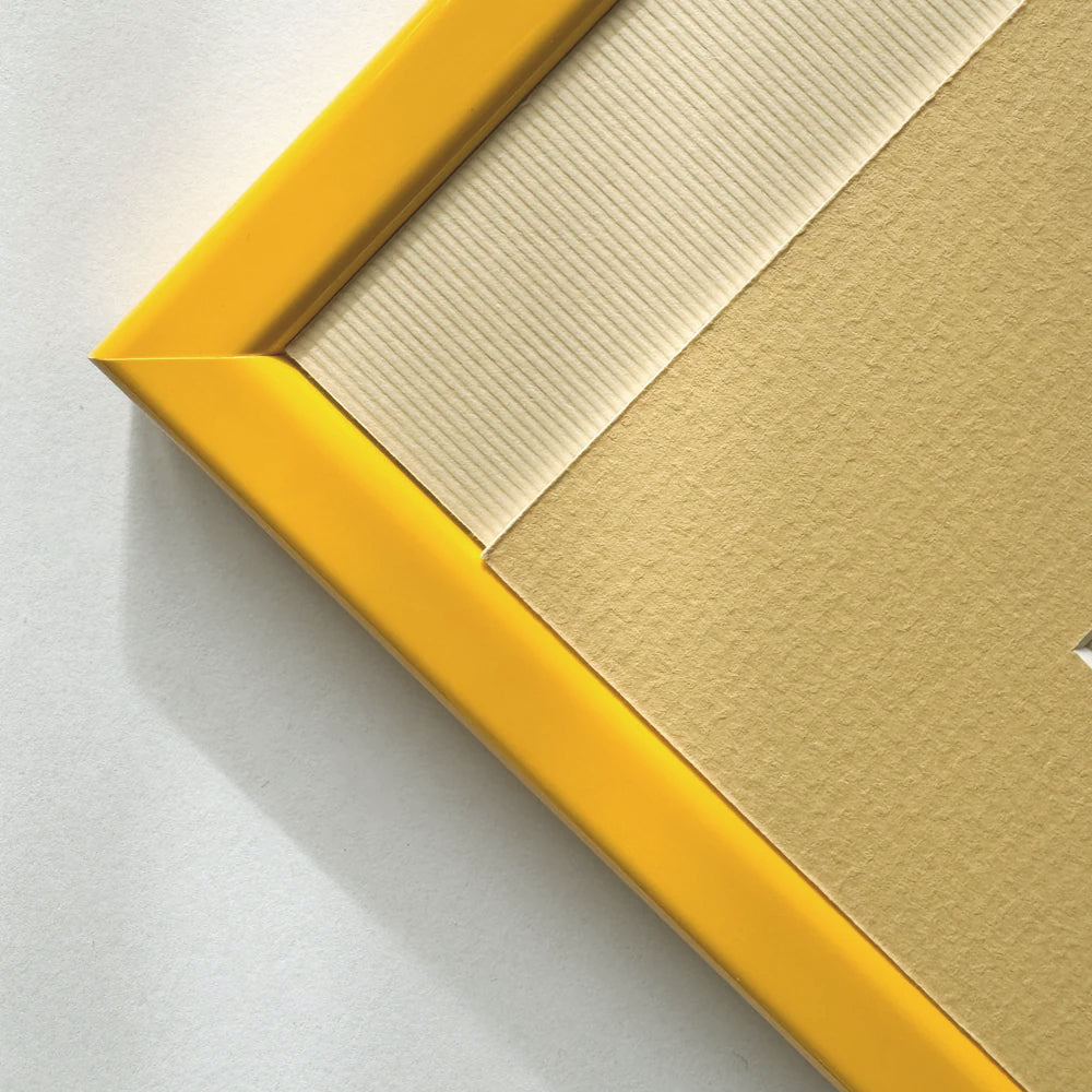 Yellow glossy wooden frame - Narrow (13 mm) - Custom size