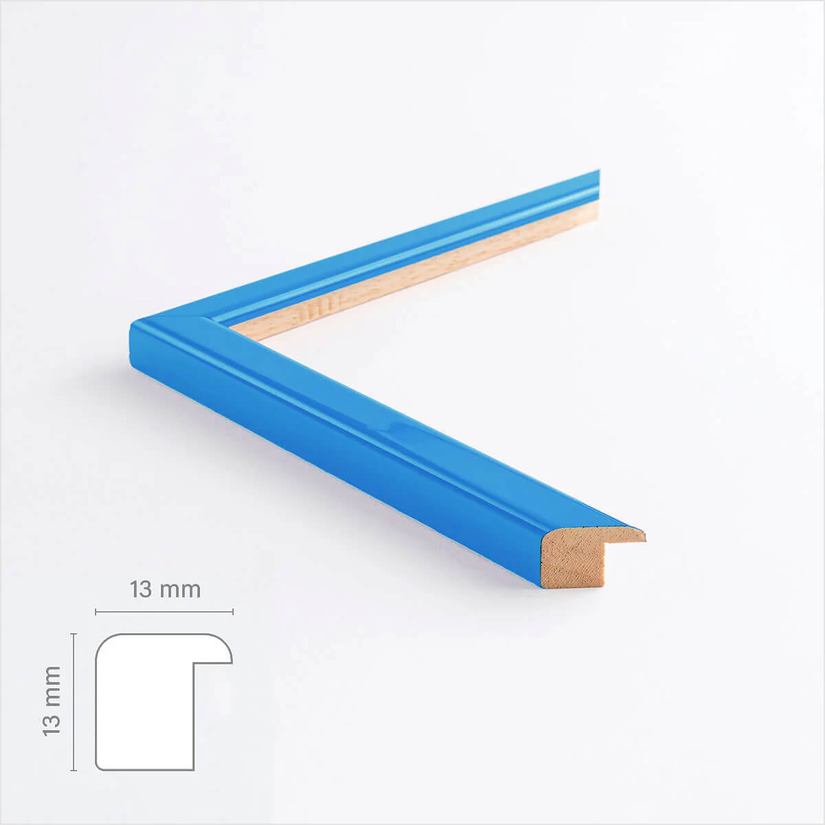 Blue glossy wooden frame - Narrow (13 mm) - 30×30 cm