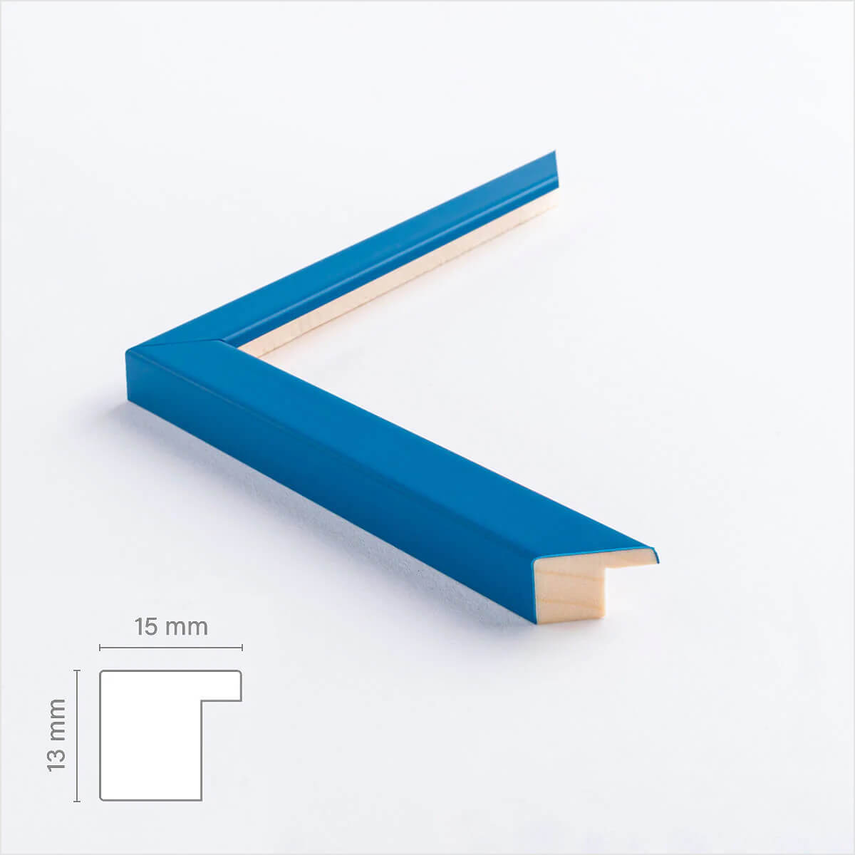 Blue matte wooden frame - Narrow (15 mm) - 30×30 cm