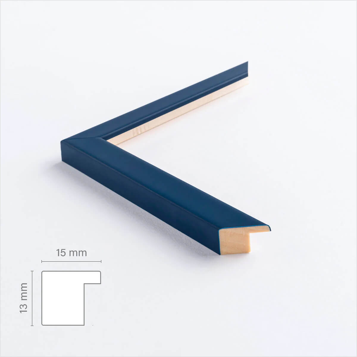Dark blue matte wooden frame - Narrow (15 mm) - 40×40 cm