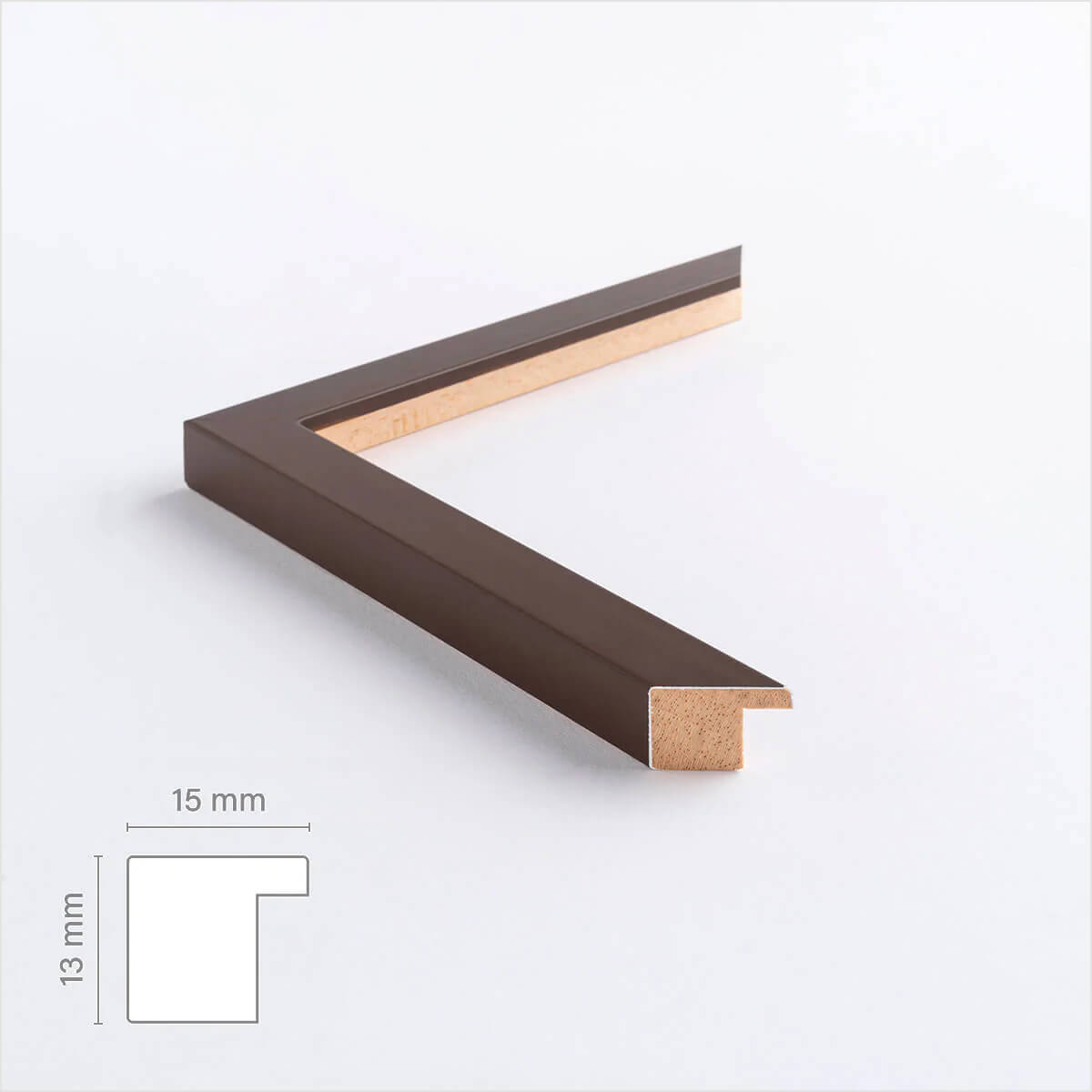 Brown matte wooden frame - Narrow (15 mm) - A4 (21x29.7 cm)
