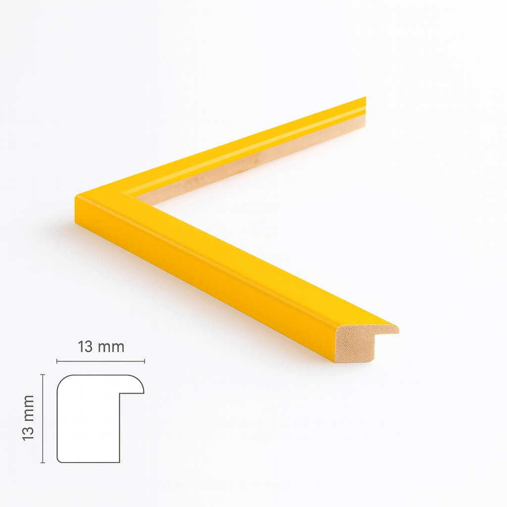 Yellow glossy wooden frame - Narrow (13 mm) - A5 (15x21 cm)