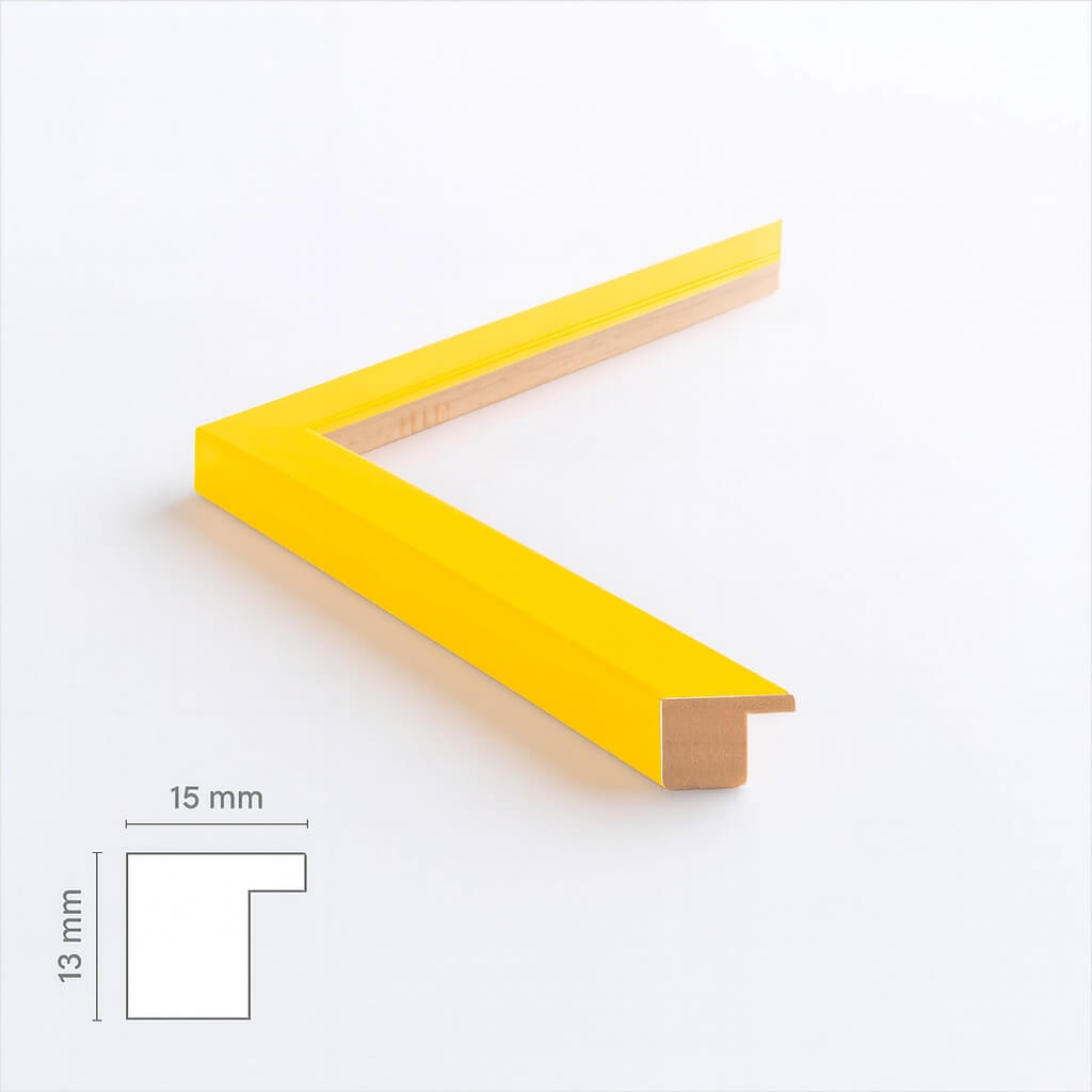 Yellow matte wooden frame - Narrow (15 mm) - Custom size