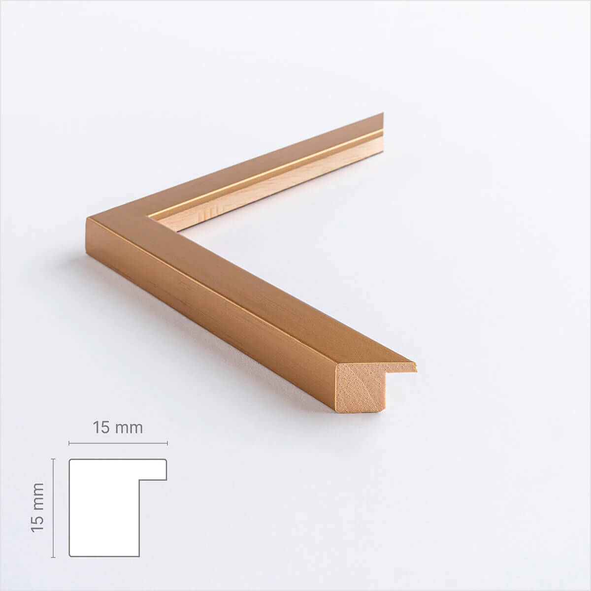 Dark gold wooden frame - Narrow (15 mm) - Custom size