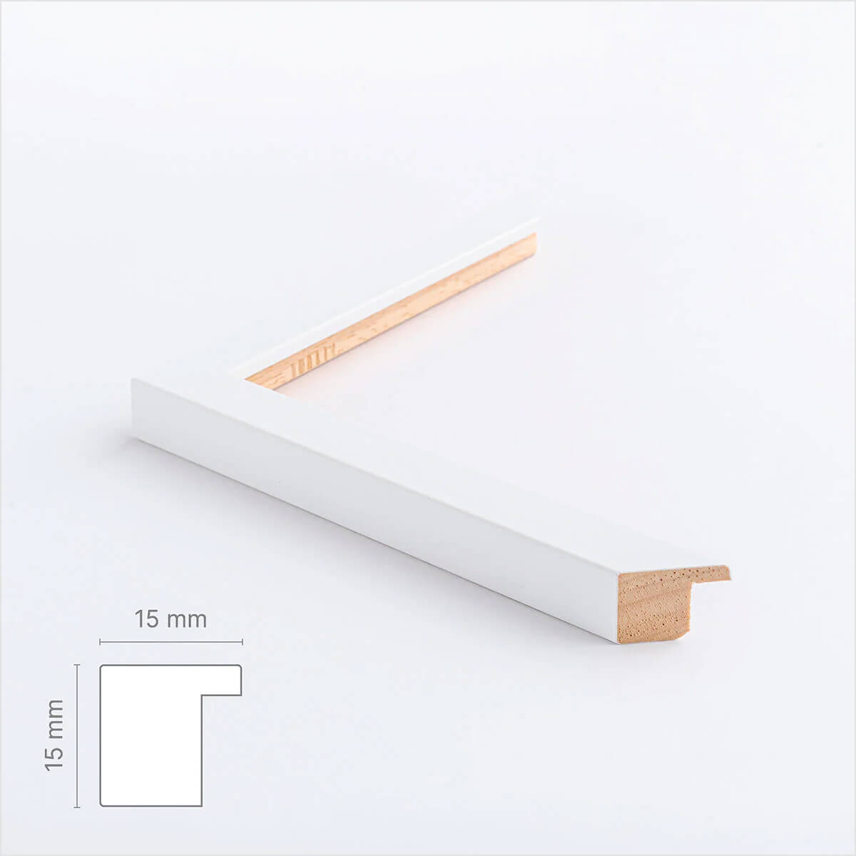 White wooden frame - Narrow (15 mm) - 50×50 cm