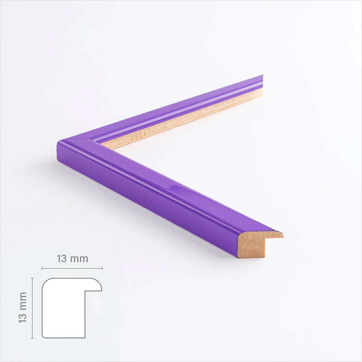 Purple glossy wooden frame - Narrow (13 mm) - Custom size