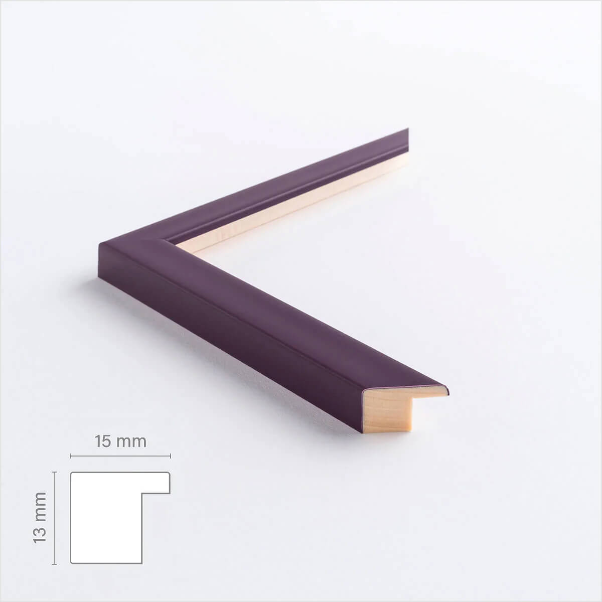 Purple matte wooden frame - Narrow (15 mm) - 60x80 cm