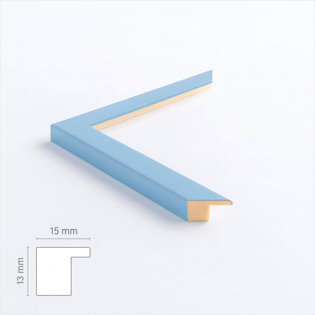 Light blue matte wooden frame - Narrow (15 mm) - A5 (15x21 cm)