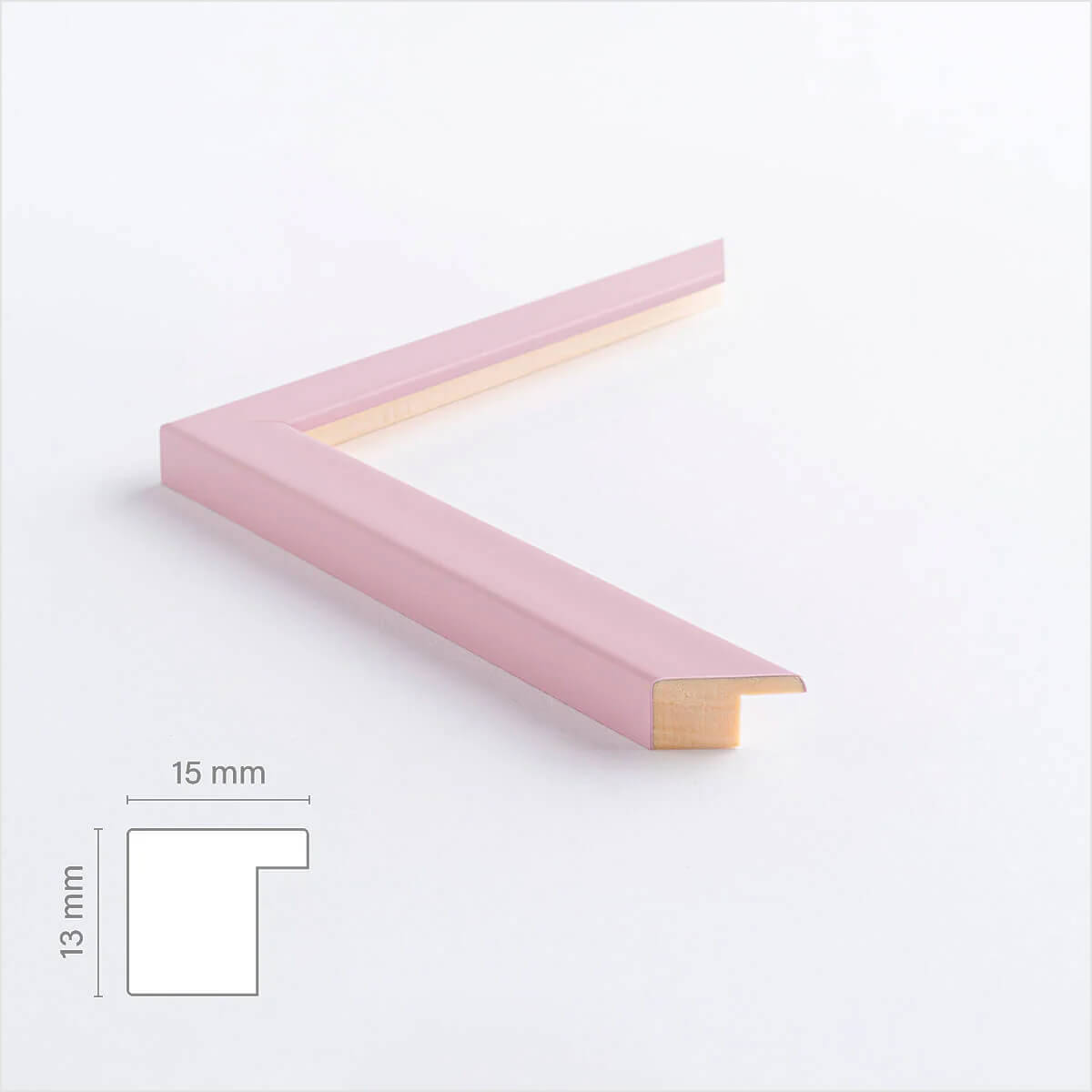 Pink matte wooden frame - Narrow (15 mm) - A5 (15x21 cm)