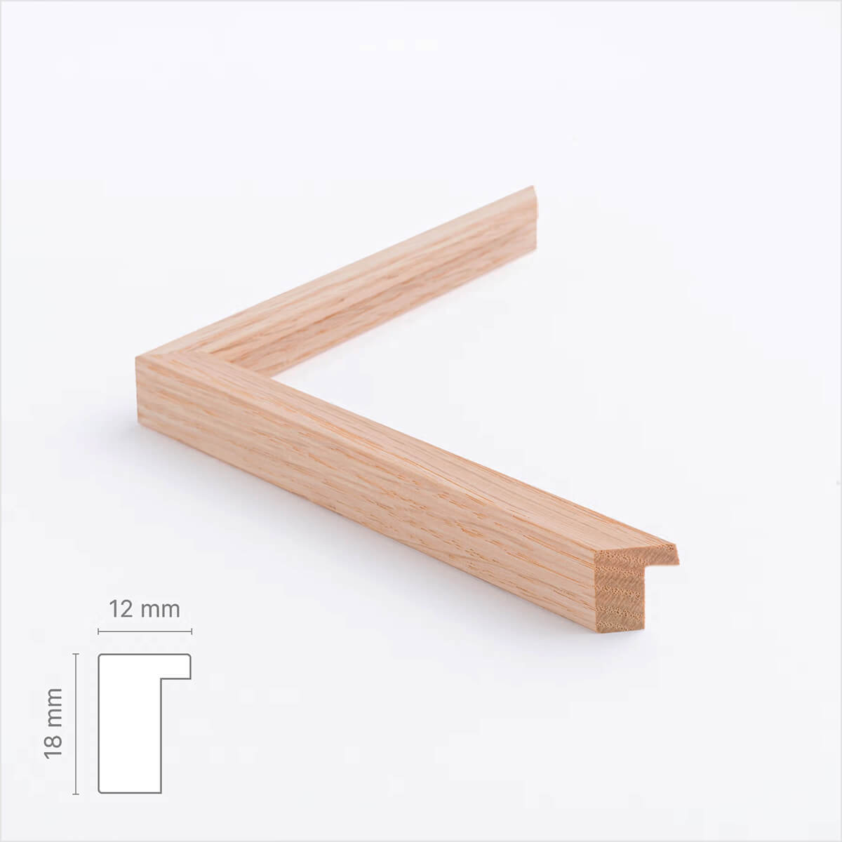 Solid oak frame - Custom size - Narrow (12 mm)