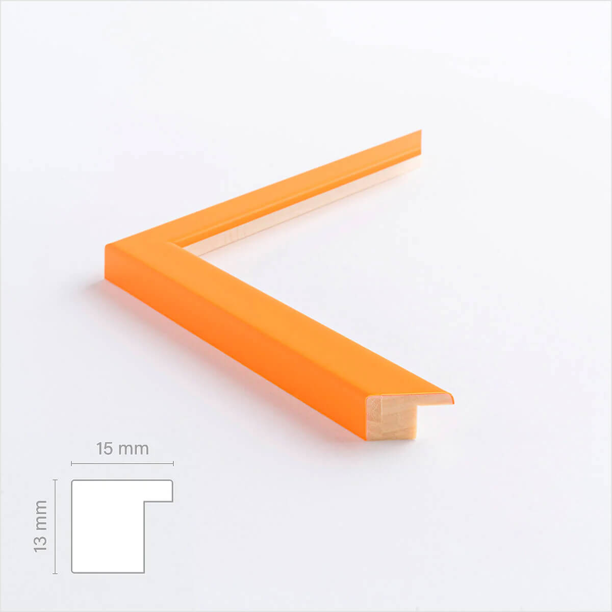 Orange matte wooden frame - Narrow (15 mm) - A4 (21x29.7 cm)