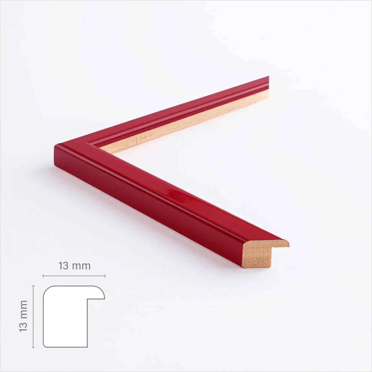 Dark red glossy wooden frame - Narrow (13 mm) - 13x18 cm