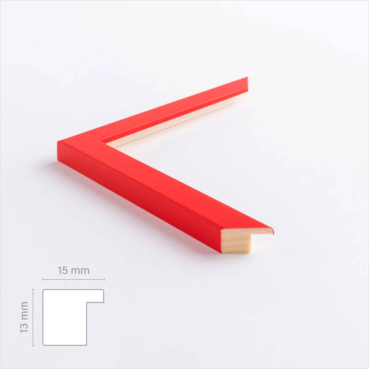 Red matte wooden frame - Narrow (15 mm) - A4 (21x29.7 cm)