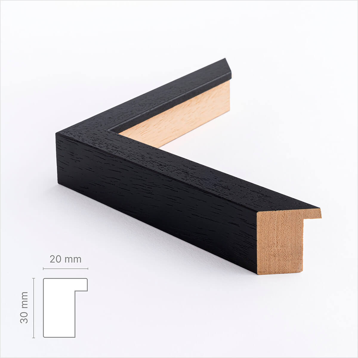 Black wooden frame - Wide (20 mm) - 40×50 cm