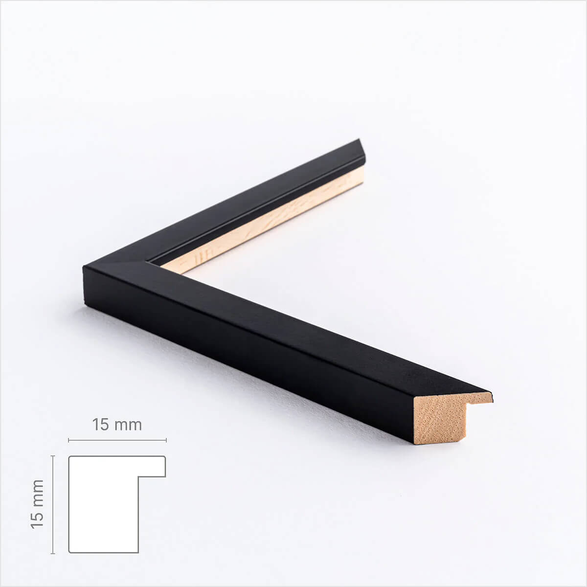 Black wooden frame - Narrow (15 mm) - Custom Size