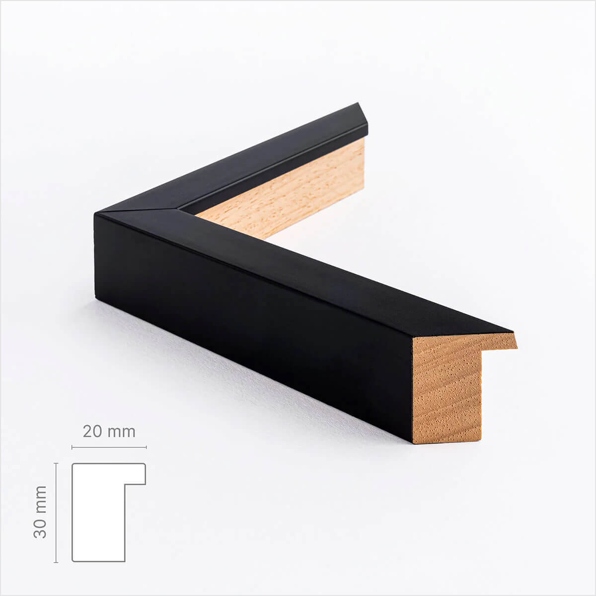 Black wooden frame - Wide (20 mm) - Custom Size