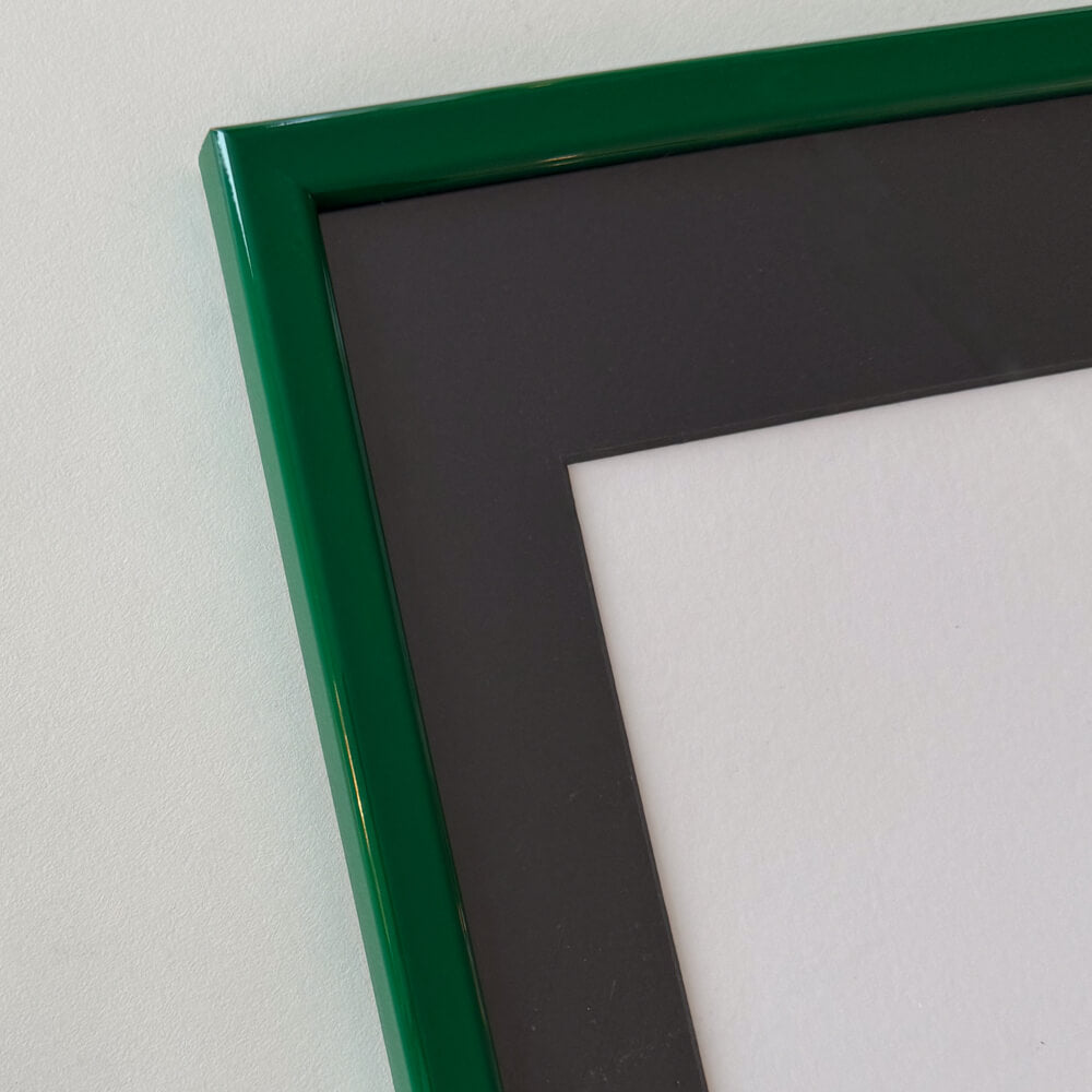 Dark green glossy wooden frame - Narrow (13 mm) - 30×30 cm