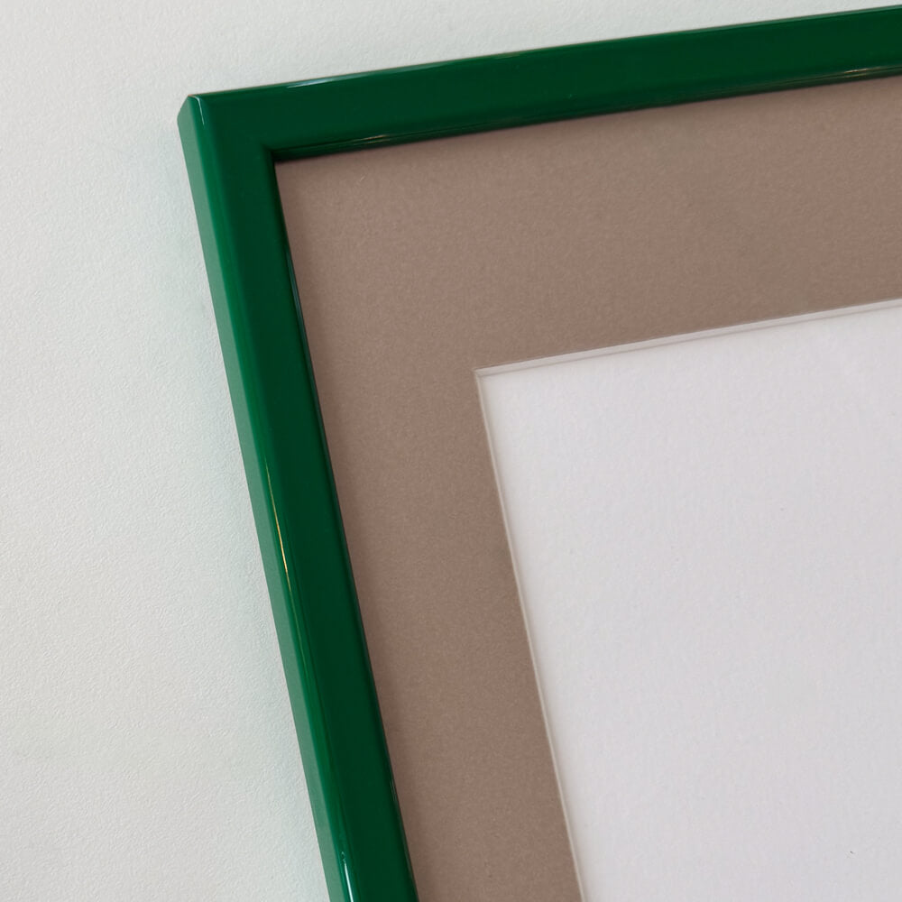 Dark green glossy wooden frame - Narrow (13 mm) - 50×60 cm