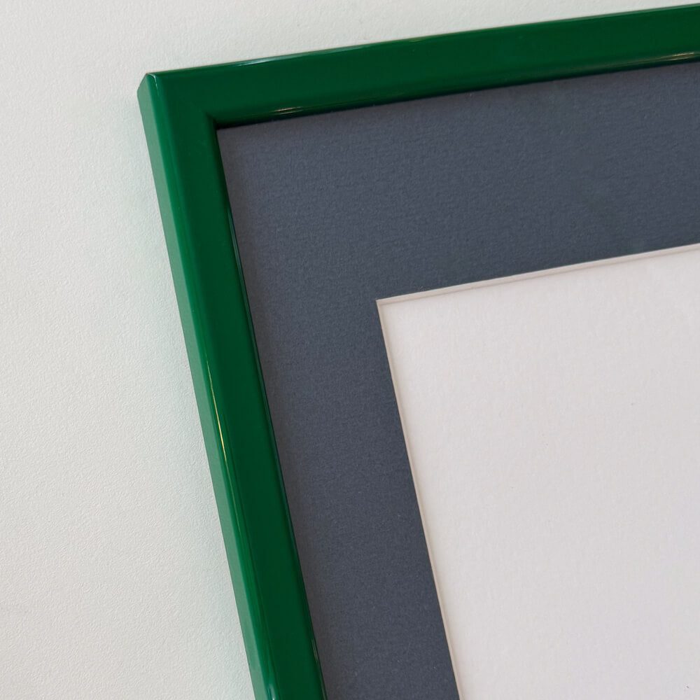 Dark green glossy wooden frame - Narrow (13 mm) - 30×30 cm