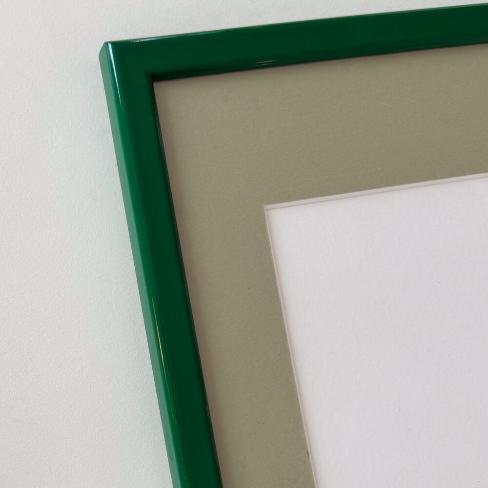 Dark green glossy wooden frame - Narrow (13 mm) - 30×30 cm