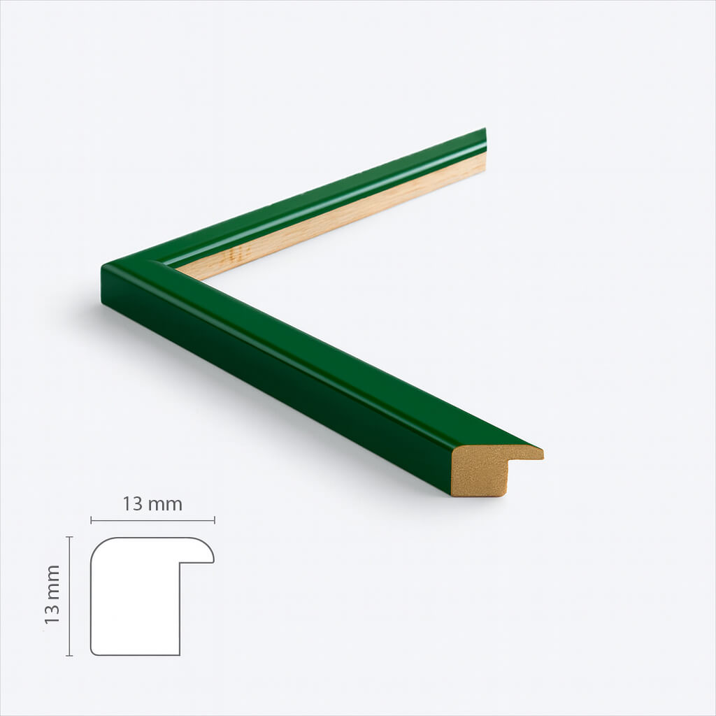 Green glossy wooden frame - Narrow (13 mm)