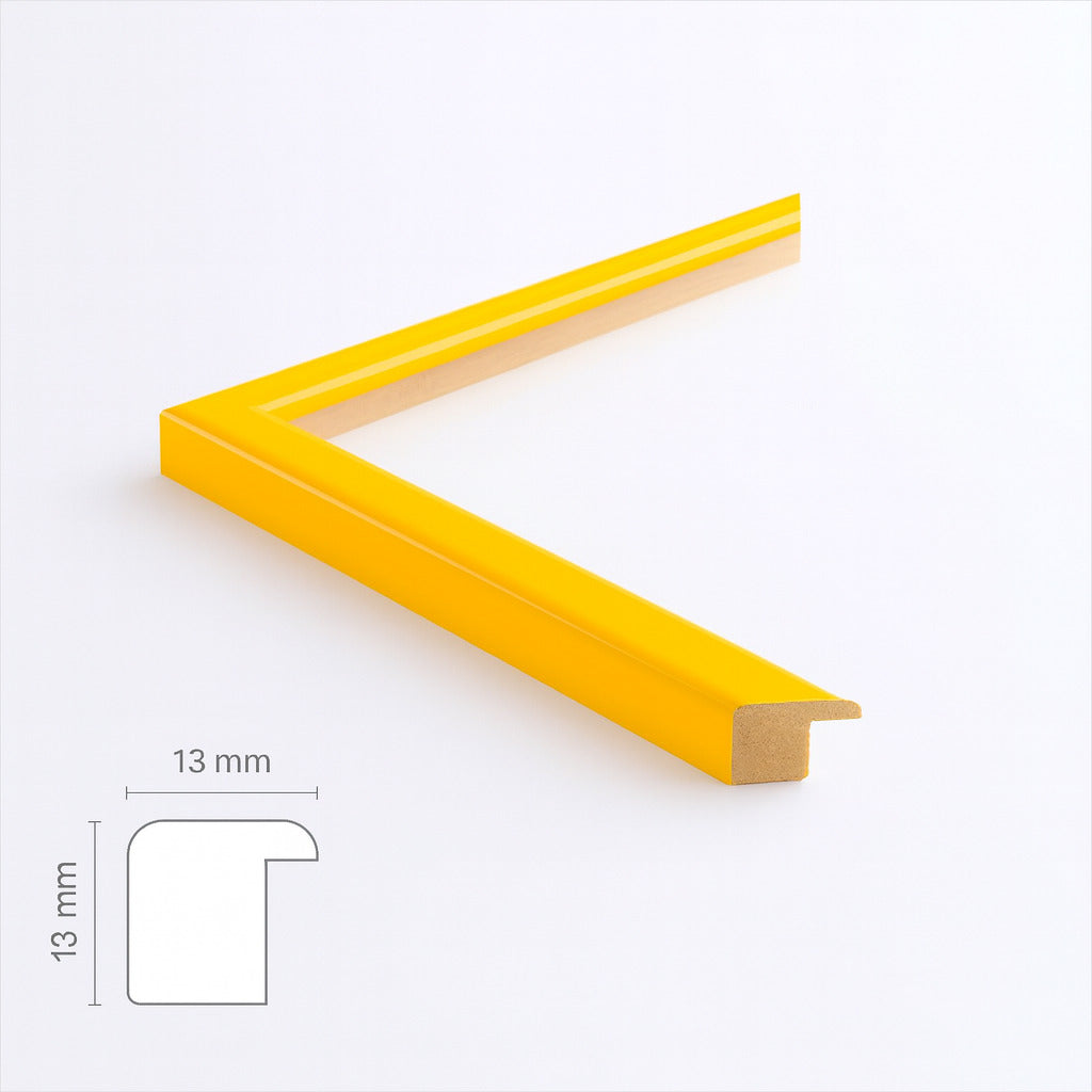 Yellow glossy wooden frame - Narrow (13 mm)