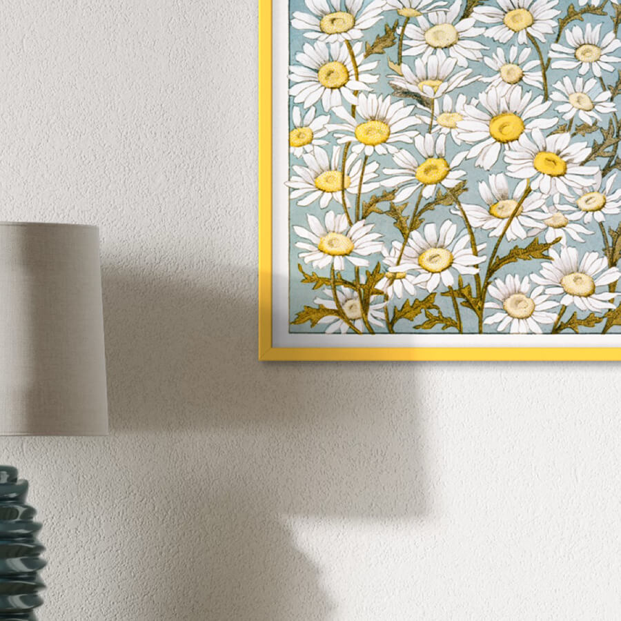 Yellow glossy wooden frame - Narrow (13 mm) - A2 (42x59.4 cm)