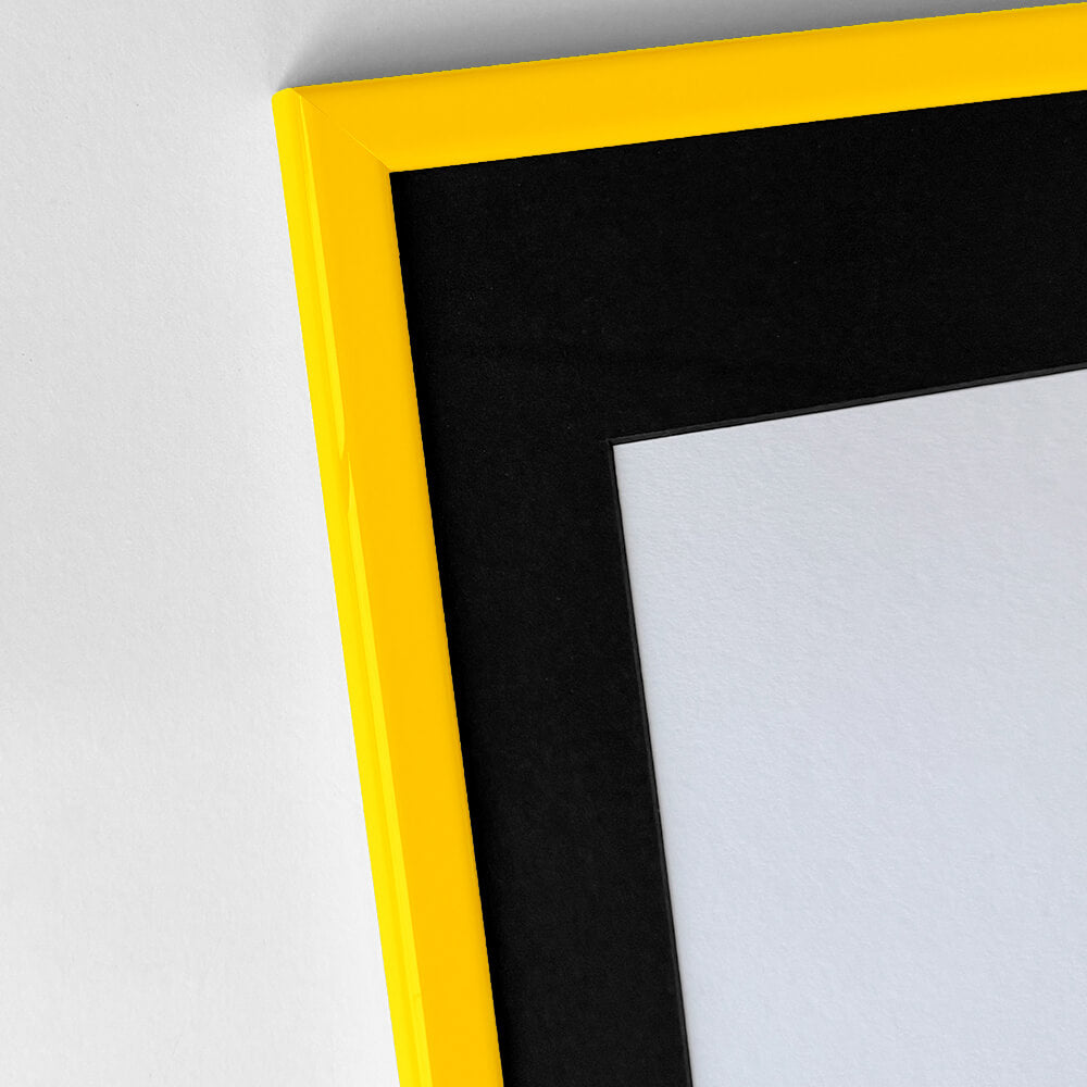 Yellow glossy wooden frame - Narrow (13 mm) - 30×30 cm