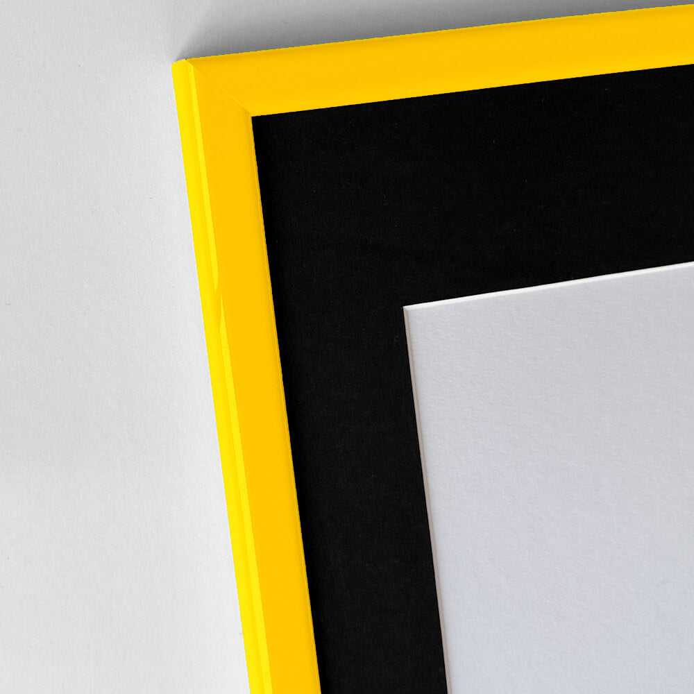 Yellow glossy wooden frame - Narrow (13 mm) - 30×30 cm