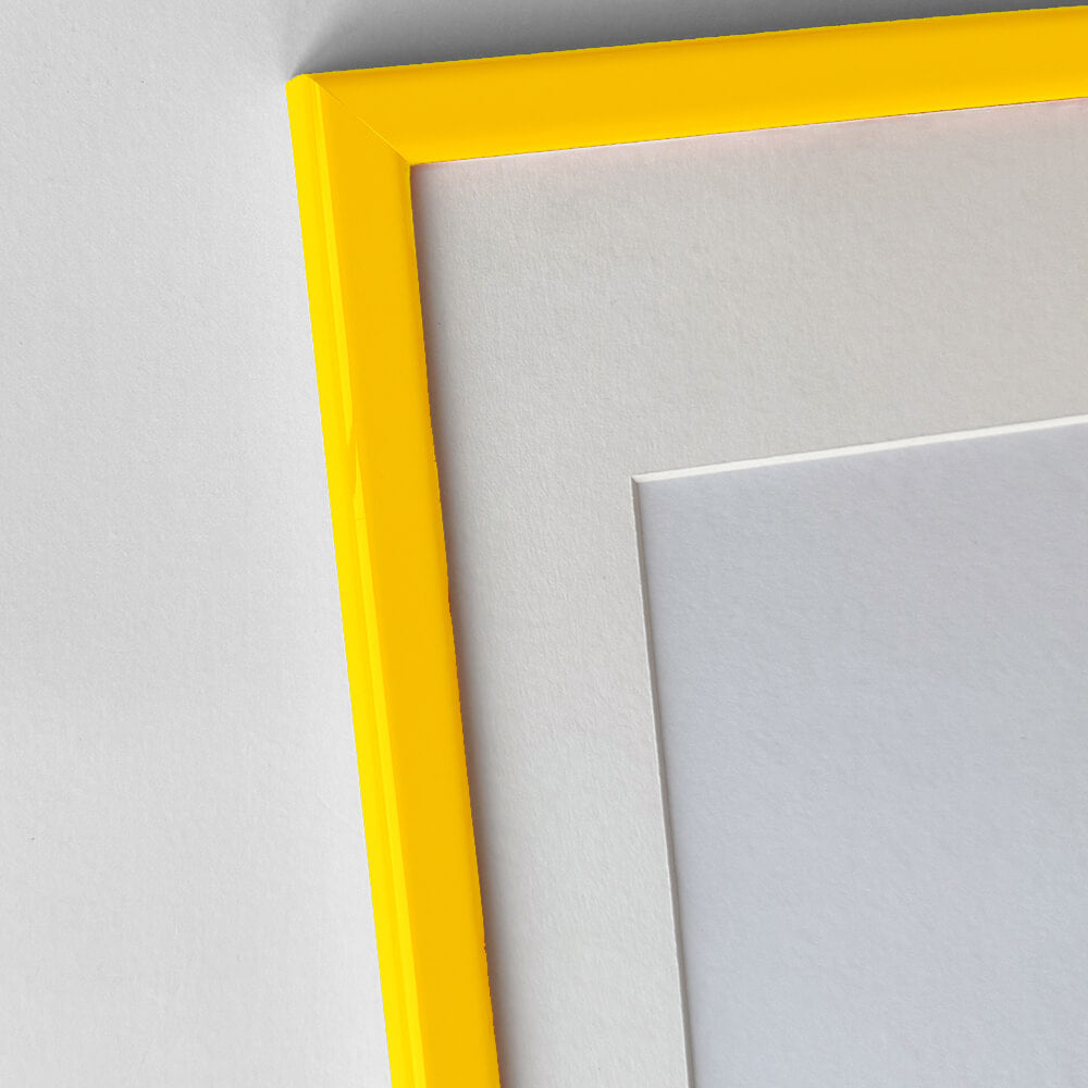 Yellow glossy wooden frame - Narrow (13 mm) - 30×30 cm