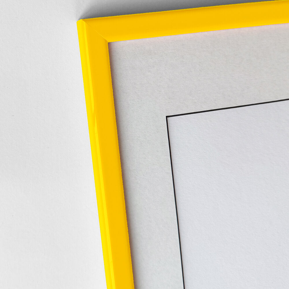 Yellow glossy wooden frame - Narrow (13 mm) - 30×30 cm