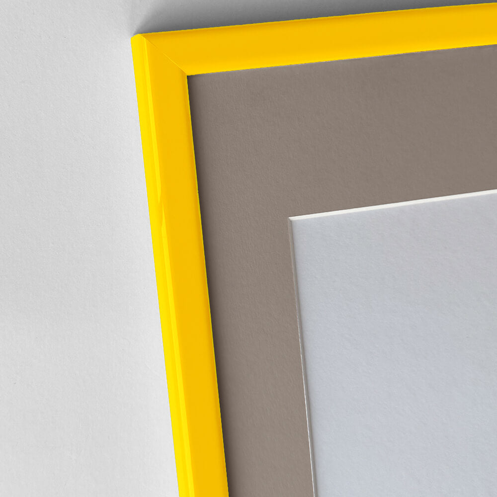 Yellow glossy wooden frame - Narrow (13 mm) - 60×60 cm