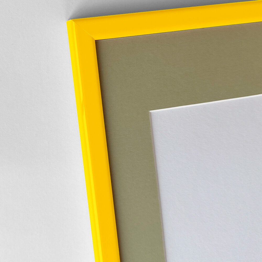 Yellow glossy wooden frame - Narrow (13 mm) - 30×30 cm