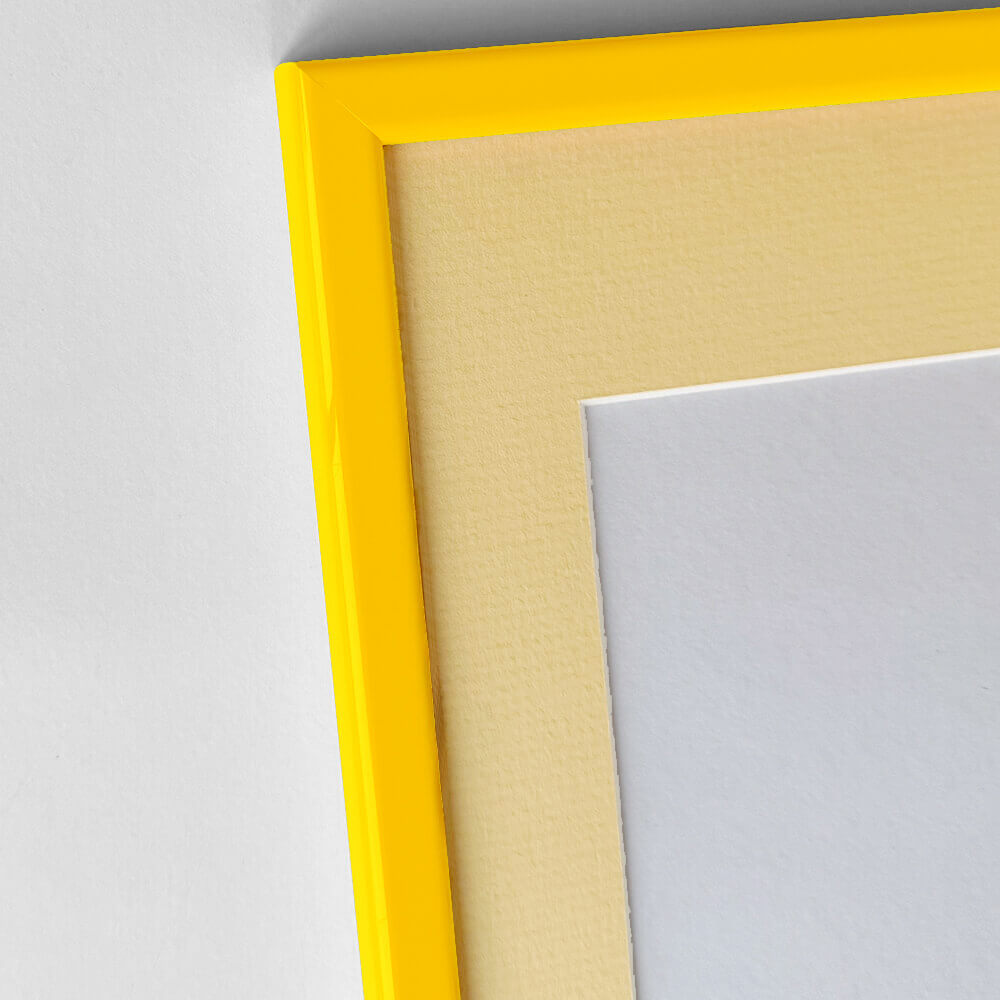 Yellow glossy wooden frame - Narrow (13 mm) - 30×30 cm