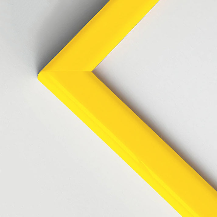 Yellow glossy wooden frame - Narrow (13 mm) - Custom size