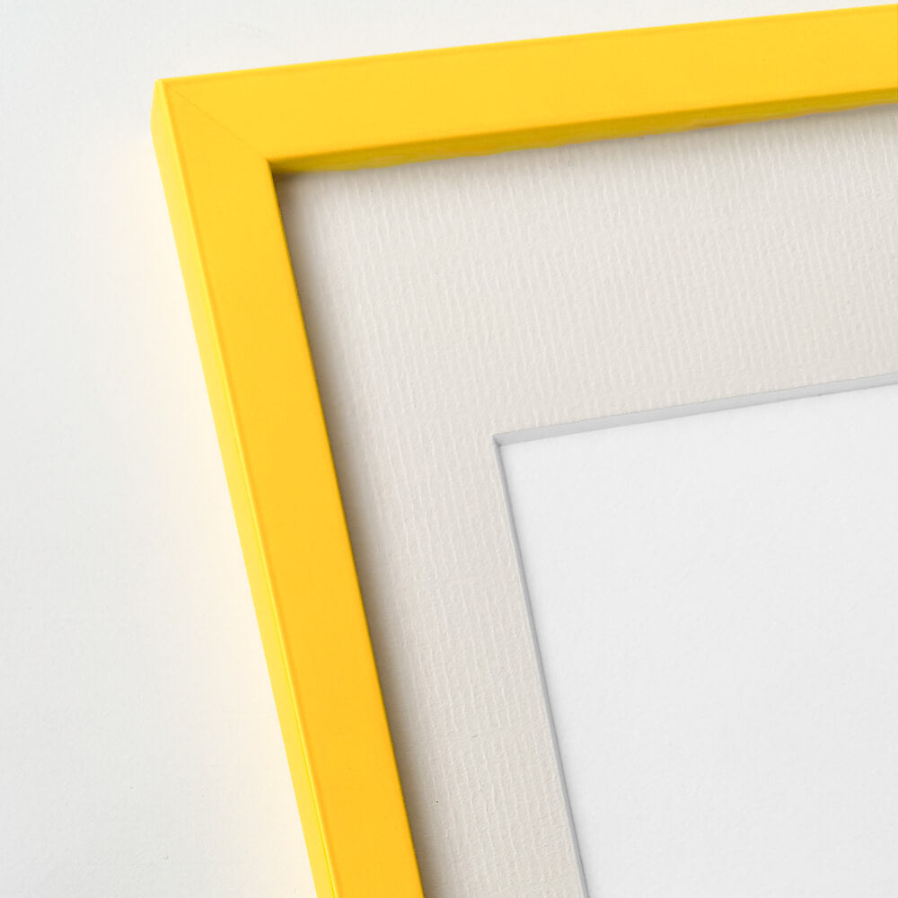 Yellow matte wooden frame - Narrow (15 mm) - A2 (42x59.4 cm)