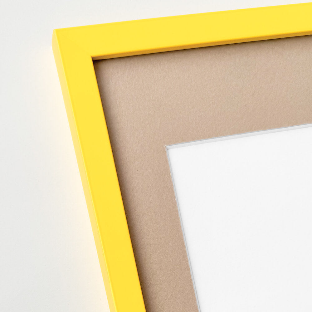 Yellow matte wooden frame - Narrow (15 mm) - 50×60 cm