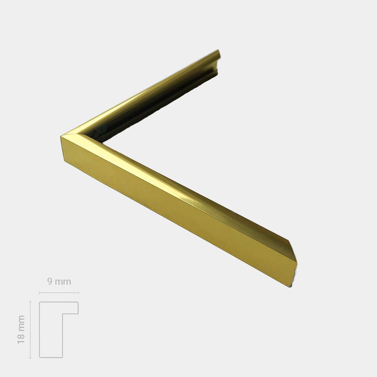 Golden aluminum frame - Narrow (9 mm) - 60×80 cm