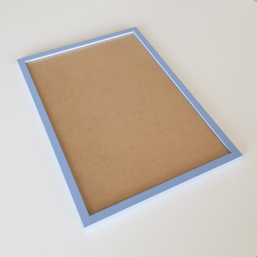 Light blue matte wooden frame - Narrow (15 mm) - Custom size