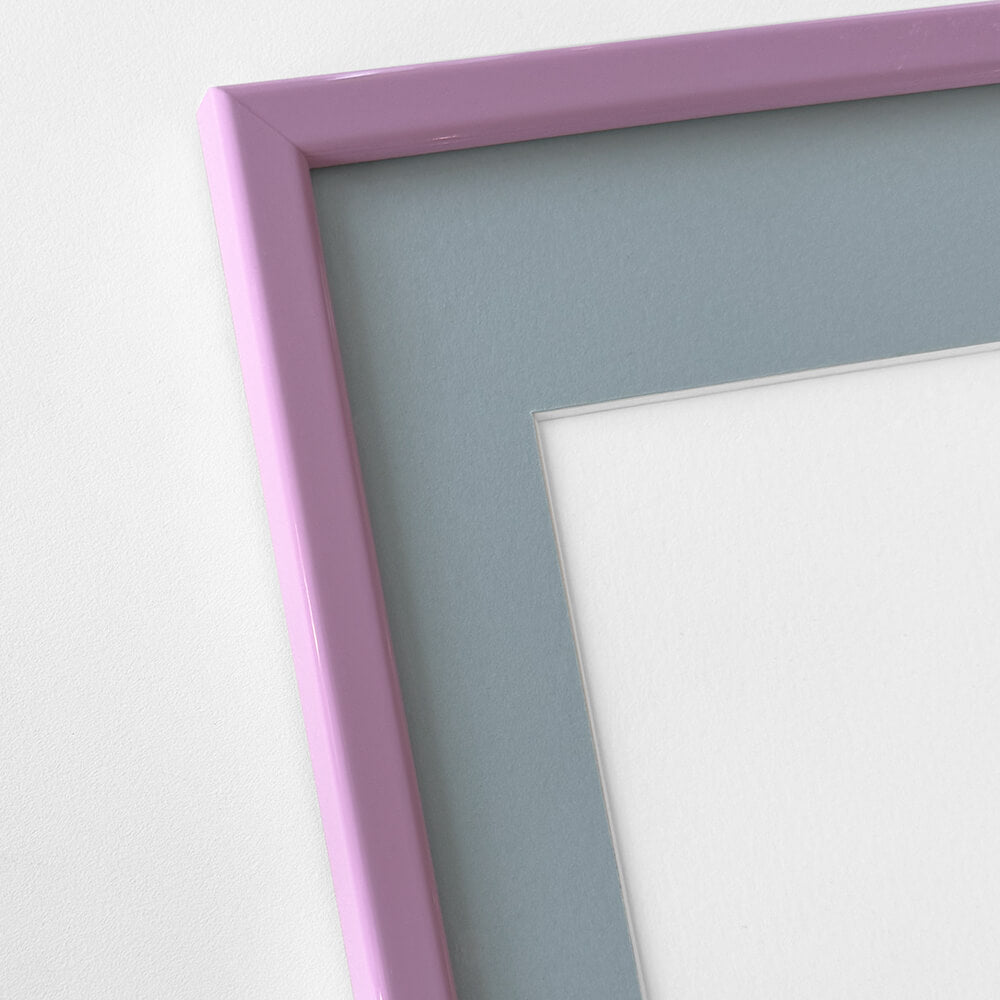 Pink glossy wooden frame - Narrow (13 mm) - Custom size