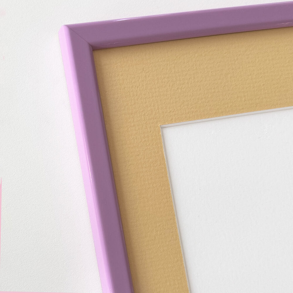 Pink glossy wooden frame - Narrow (13 mm) - 30×30 cm