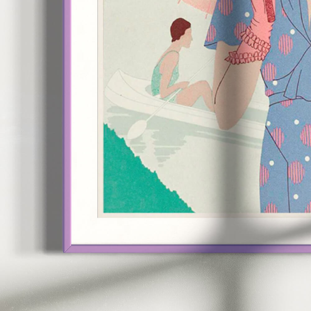 Pink glossy wooden frame - Narrow (13 mm) - 50×50 cm