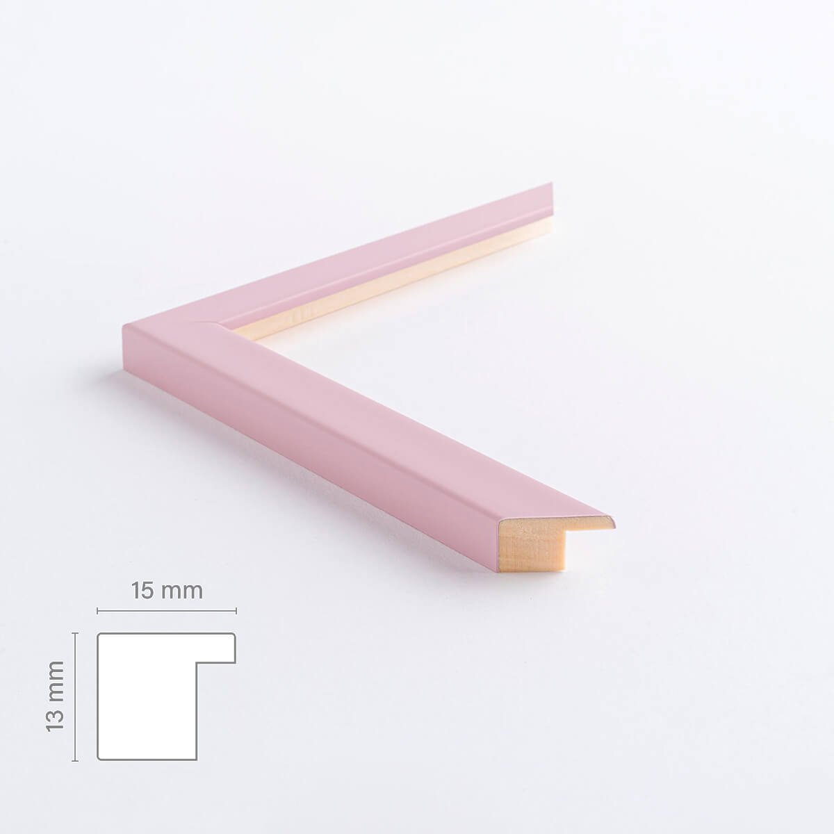 Pink matte wooden frame - Narrow (15 mm)