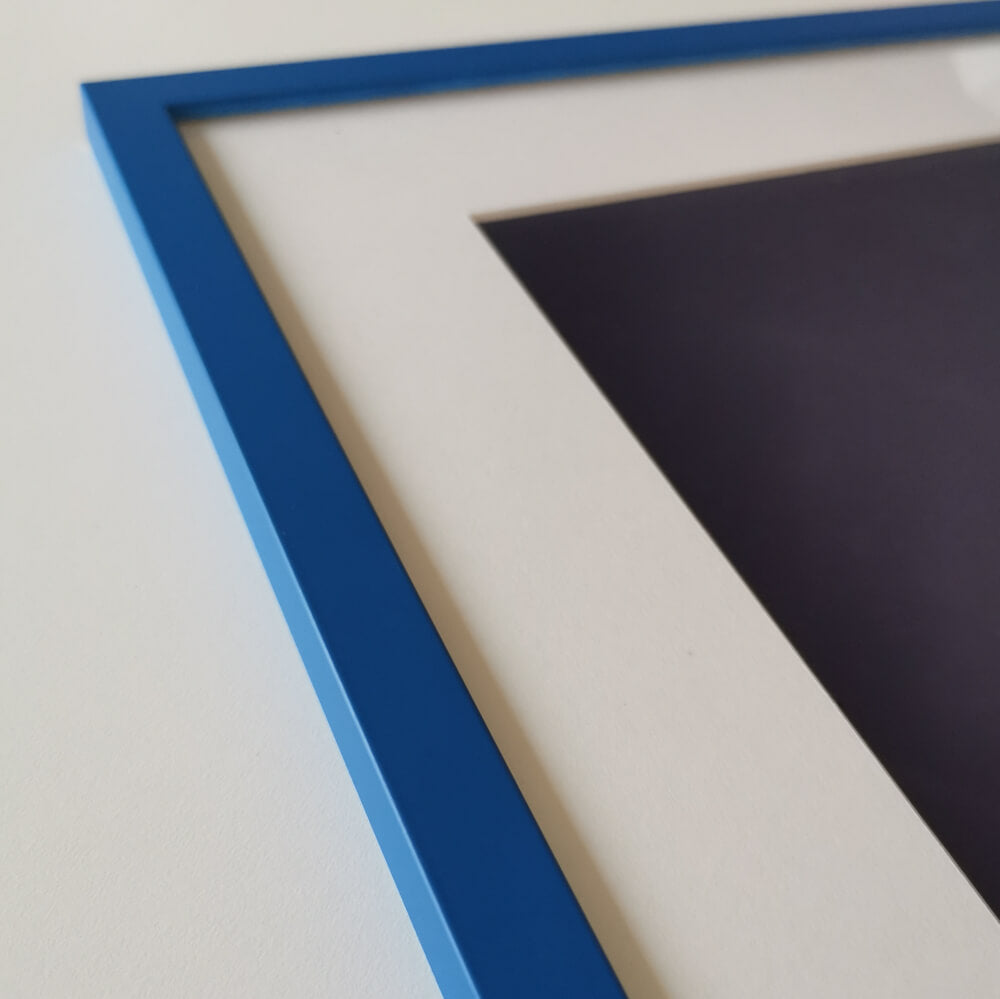 Blue matte wooden frame - Narrow (15 mm) - 50×50 cm