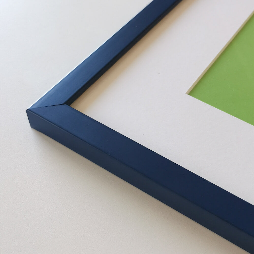 Dark blue matte wooden frame - Narrow (15 mm)