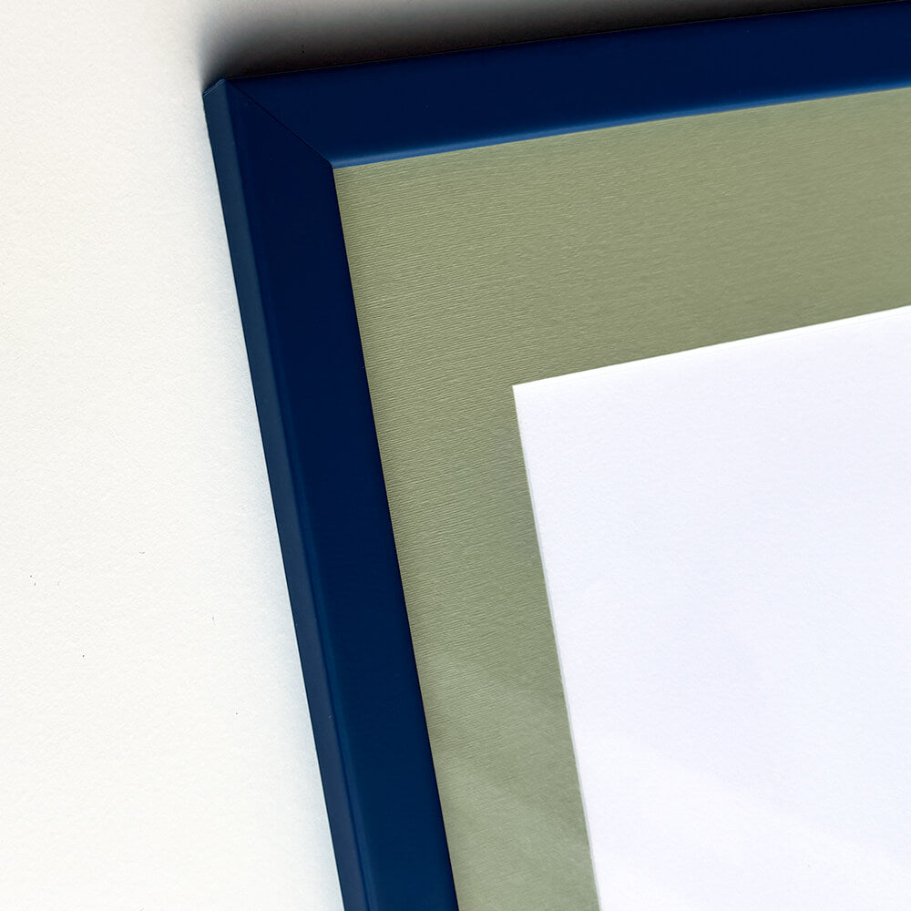 Dark blue matte wooden frame - Narrow (15 mm) - A4 (21x29.7 cm)