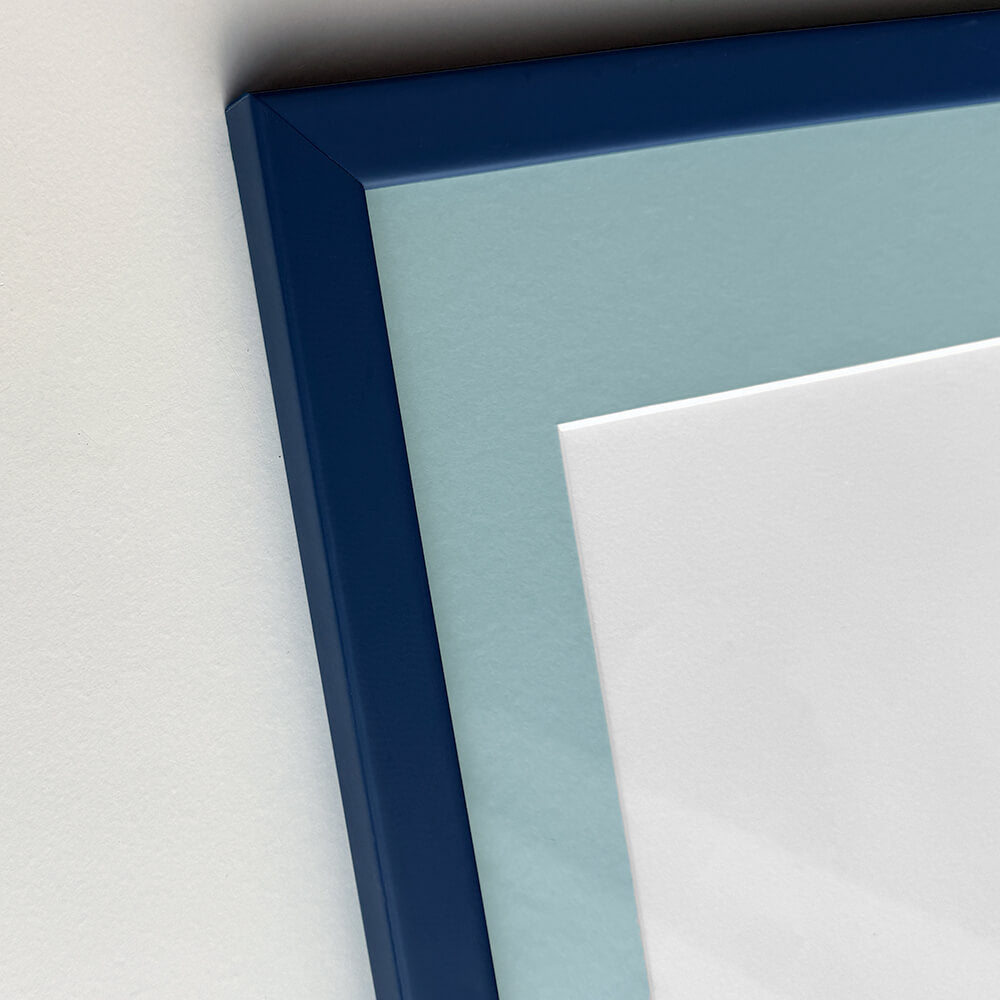Dark blue matte wooden frame - Narrow (15 mm) - A4 (21x29.7 cm)