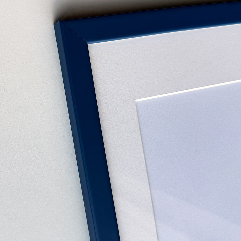 Dark blue matte wooden frame - Narrow (15 mm) - A4 (21x29.7 cm)
