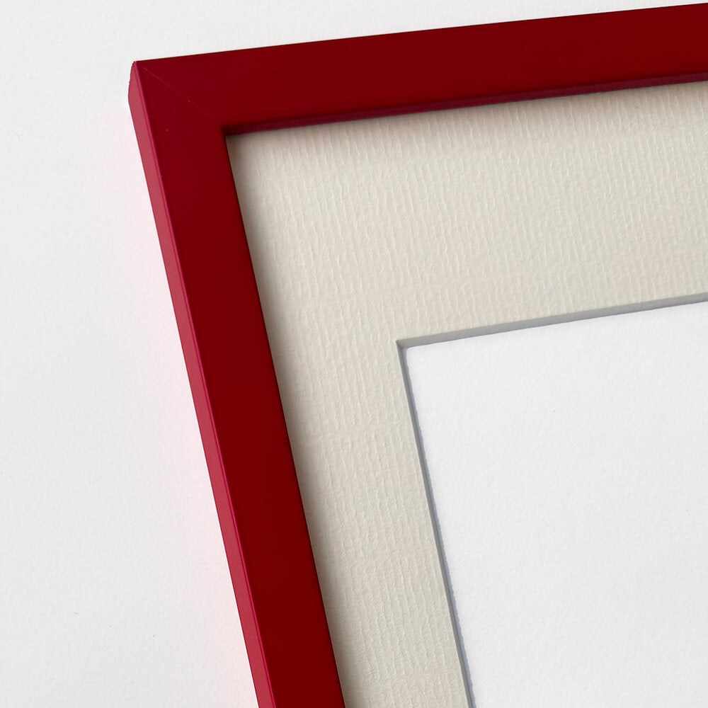 Dark red matte wooden frame - Narrow (15 mm) - 30x30 cm